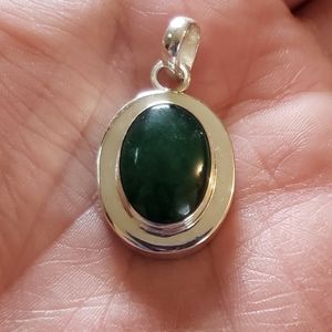 Jade pendant. Silver. Chunky. Bi-level. Gorgeous.